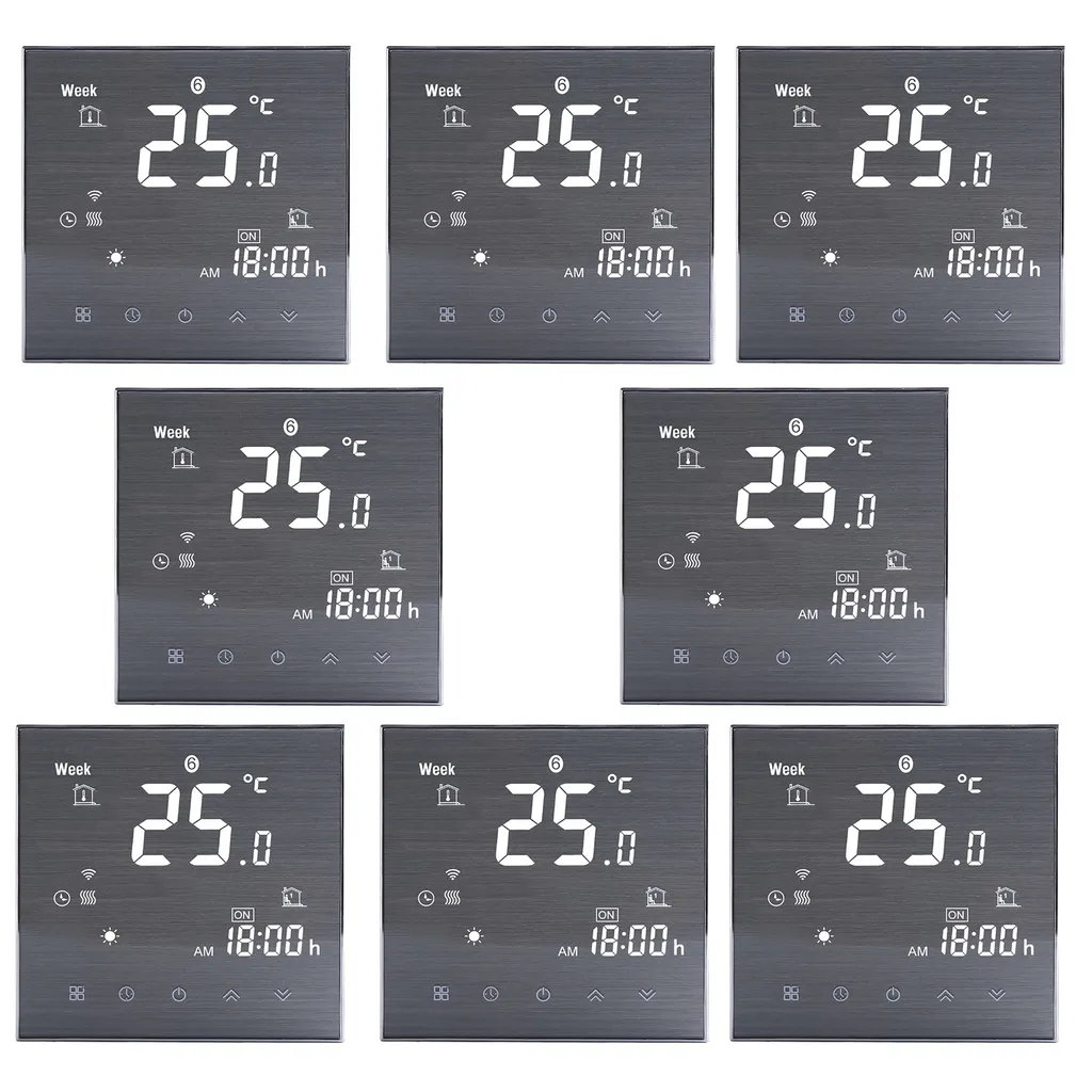 8X BTH-2000L-GALW WiFi Smart Digital LCD Raumthermostat für 5A Wassererwärmung Fußbodenheizung Sprachsteuerung Wandthermostat Kompatibel mit Amazon Echo / Google Home / Tmall Genie / IFTTT Innenthermometer